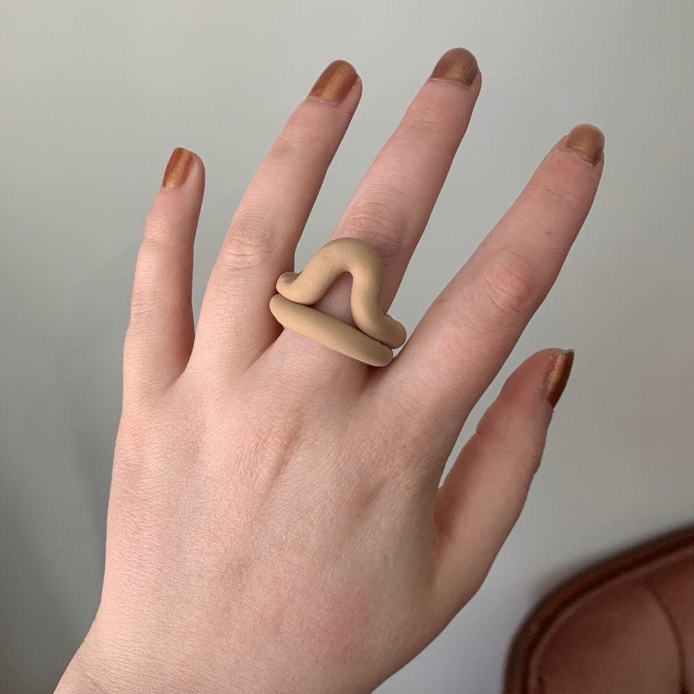 Handmade Chunky Nude Clay Statement Ring- Size 8